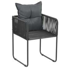 vidaXL Chaises d'extérieur lot de 4 avec oreillers Résine tressée Noir - A - Voir 2