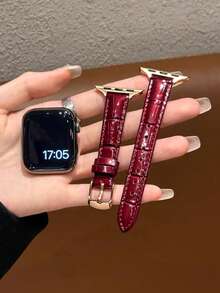 時尚品牌設計 D 字金色金屬裝飾軟錶帶，適用於 46mm 38mm 40mm 41mm 42mm 44mm 45mm 49mm；優雅女士珍珠光澤替換錶帶，適用於 Series 11 10 9 8 7 6 5 SE Ultra 2；時尚女孩配件，聖誕節與情人節禮物 - 酒紅色 - 查看 8