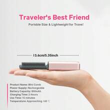 FollowBreak Wireless Charging Hair Straightener Brush, Mini Portable Hair Straightener Brush, Mini Bangs Brush, Suitable For All Hair Types, Anti-Scald Design, Lightweight And Portable, Create Perfect Hairstyles Anytime Anywhere, Suitable For Travel/Home/Outdoor Use - Multicolor - View 5