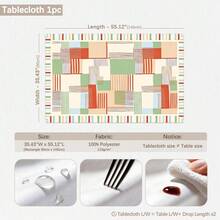 MEMNUN 1PC Colorful Patchwork Geometric Print Pattern Tablecloth, Playful And Vibrant Dining Tablecloth 140*220cm/140*180cm/140*140cm/90*140cm, Printed Polyester Material Table Decor, Home Decor, Kitchen Decor, Table Cloth Rectangle, Table Cloth Square, Home Decor Suitable For Picnic, Camping, Party, Restaurant Buffet, Home Decoration, Dining Table, Tabletop, Countertop Decoration, Home DIY - Multicolor - View 13
