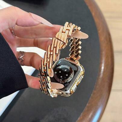 LuLuTom 1pc Luxury Twill Butterfly Buckle Metal Watch Band Compatible With Apple Watch Series 11/10/9/8/7/6/SE/5/4/Ultra 2 3, Fits 49mm (S10 S11) 46mm 45mm 44mm (S10 S11) 42mm 42mm 41mm 40mm 38mm, Women's Fashion Casual Bracelet Accessory, Comfortable Fit, Elegant Design