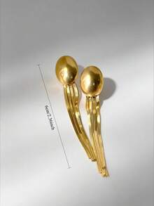 A Pair Of Ladies' 18k Gold Tassel Earrings With Teardrop Oval Pendants, Tassel Earrings Made Of Stainless Steel And Titanium Steel, Fashionable, Elegant, Suitable For Parties, Daily Fashion, And Commuting, A Perfect Choice For Gifting To Family. - Yellow Gold - View 4