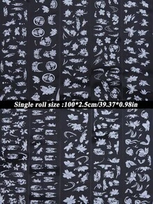 White Petals Butterfly Lace Flower Nail Art Transfer Paper, Ink Flower Line Pattern Nail Stickers Wedding Nail Design - Y2K Elegant Nail Art Decoration, DIY Nail Salon Accessories Nail Supplies - White - View 4