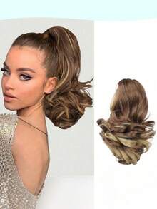 Kẹp tóc đuôi ngựa xoăn ngắn 8 inch, kiểu dáng thường ngày, có dây rút, thích hợp cho các hoạt động ngoài trời. - Nhiều màu - Xem 9