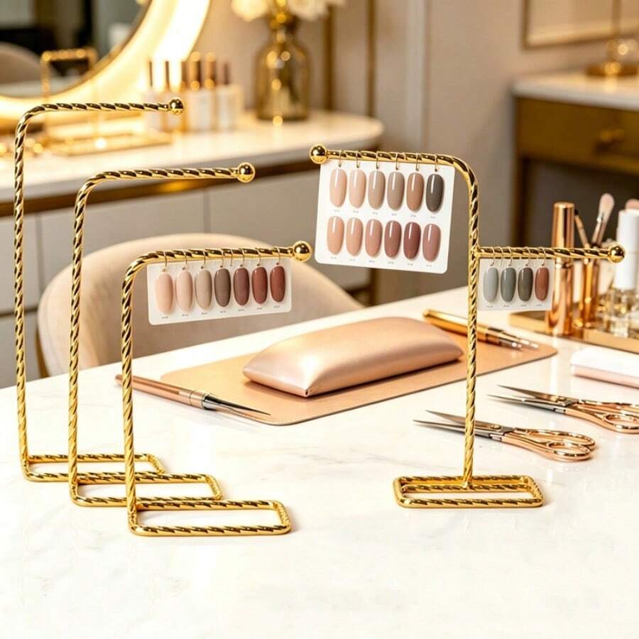 1/50pcs Detachable Crown Shaped Nail Polish Palette & Rotating Display Stand, Transparent Nail Polish Swatches With Metal Divider Rings, Iron Metal Display Rack, Acrylic Nail Practice Tips Color Card Display Board, Suitable For Nail Salons - Multicolor - View 1