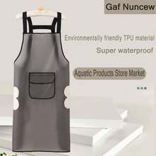 Tạp dề TPU chống thấm nước và dầu mỡ, trong suốt, thích hợp cho tiệm làm tóc, nấu ăn, có dây đeo, túi đựng đồ, quần áo lao động, có thể lau tay, tạp dề thời trang. - nhiều màu - Xem 4