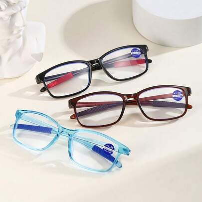 1 par de gafas de lectura, gafas de moda antideslizantes para deportes, gafas de ordenador antirradiación, lectores de luz azul retro, rango de dioptrías de +1.0 a +4.0