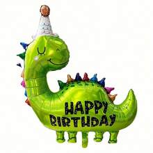 1pc Oversized Cute Cartoon Birthday Hat Dinosaur Foil Balloon, Animal Dinosaur Series Balloon, Holiday Party Birthday Decoration - View 4