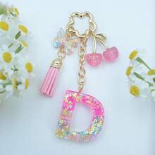 1pc Resin Flower Sequin Keychain, Suitable As Gift For Girlfriend - Pink - View 4