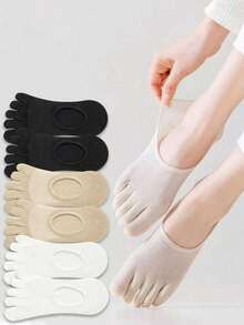 1/3/6 Pairs Women's Summer Thin Mesh Five Finger Socks, Breathable Anti-Bacterial Odor Sweat-Absorbent Short Socks, Fall - Multicolor - View 15