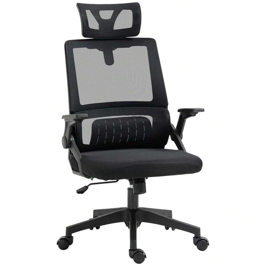 Ergonomic Adjustable Office Chair - Swivel Chair With Headrest, Lumbar Support & Armrests, Height-Adjustable Computer Chair With Rocking Function, Mesh Backrest, TÜV-Certified Gas Lift, 120kg Load Capacity For Office/Home Office - Black - View 1