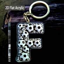 2D Acrylic Flat Football Letter Keychain, Designed For Football Players And Fans, Suitable For Football Themed Party Gifts, Souvenirs, Bag Charms, Training And Match Key Accessories - Football-themed Letter Keychain 01 - View 30