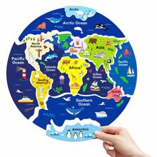 World Map Felt Puzzle Toy - Continents & Oceans, Montessori Geography Educational Toy, Early Learning Teaching Aid For Children - 彩色 - 查看 2
