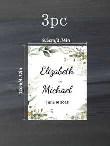 Customized Wedding Wine Label, Personalized With Name And Date, Green Eucalyptus Design, Ideal For Wedding Favors, Tabletop Decor, Bridal Shower, Square Sticker/Decal, A Romantic Birthday Gift - Multicolor - View 10