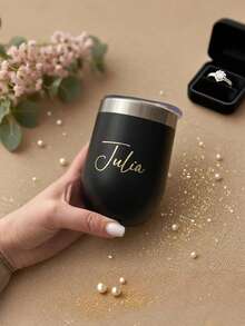 1/5/10Pcs Personalized Custom Name Text Content Sticker, Romantic Wedding Gift Box Balloon Sticker, Birthday/Anniversary/Wedding/Meeting Gift, DIY Gift, Handmade, Handwritten, Wedding Sticker, Gift Sticker For Glass, Cup, Roller, Balloon Etc - Multicolor - View 10