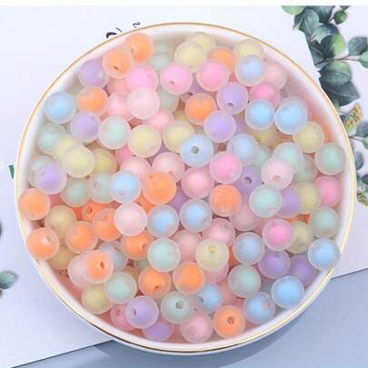 155/310PCS, Acrylic Round 8mm Frosted Beads, Colorful DIY Beads, Bohemian Style, Suitable For Friendship Bracelet Making, Jewelry Making Kit, Beading Supplies, DIY Jewelry Bead Making Supplies, Making Necklace Keychain Mobile Chain, Creative Valentine's Day Gift