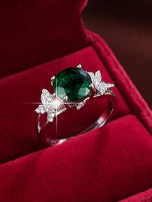 1pc Elegant Countryside Style Butterfly Design Cubic Zirconia Women's Ring, Casual Gift - Multicolor - View 2