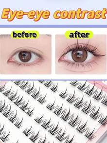 72PCS Cluster Lashes Self Adhesive Pre Glued Lash Cluster Extensions Natural Wispy Soft Reusable Makeup Tools Individual Lashes Soft Daily Makeup - C - View 3
