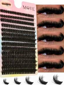 280pcs D-Curl Fluffy Eyelash Clusters, Lightweight & Wispy, Create Natural & Voluminous Lash Look, Cluster Lashes For DIY Lash Extension, Women's Eye Makeup, Beginner Friendly, Reusable, Eyelash Clusters, Individual Lashes, False Eyelashes - View 2