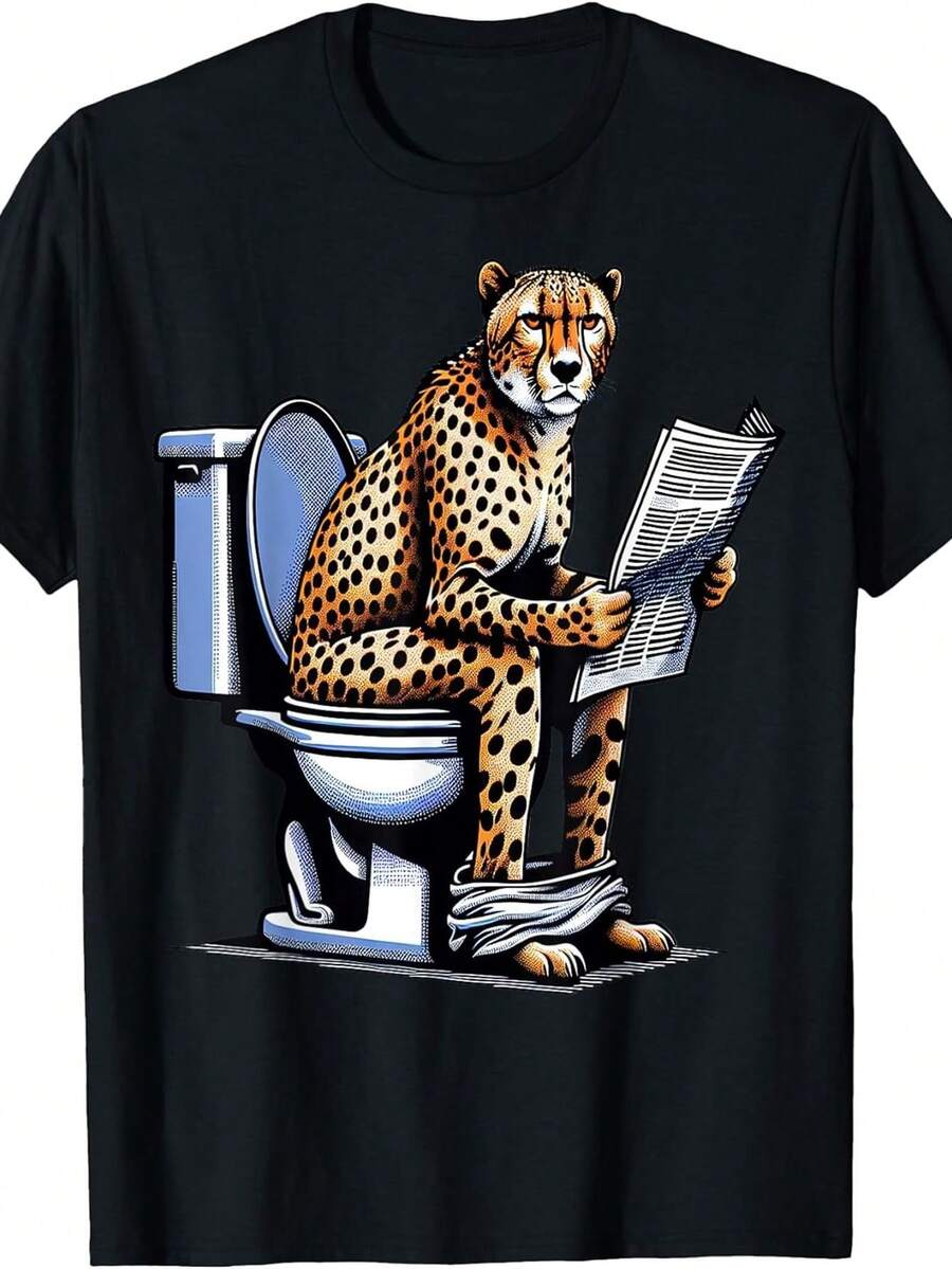 Camiseta de guepardo en el inodoro - Negro - Ver 1