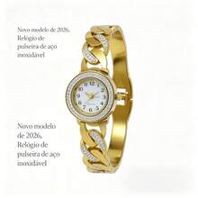 Women's Stainless Steel Watch 2026 | Rhinestones On Dial And Bracelet, 23.5mm - Aco19 - View 5