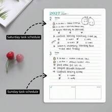 Sổ tay quản lý thời gian 365 ngày bìa cứng năm 2027, lịch trình tự kỷ luật, sổ tay lịch cho văn phòng và trường học, tặng kèm 2 tờ giấy ghi chú và 2 bút bi đen. - A5 - Xem 7