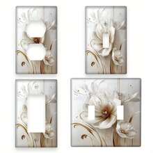 1 o 2 placas decorativas de interruptor de pared con patrón floral dorado - Cubierta decorativa de interruptor de luz para cocina, baño, sala de estar - 1 pieza - Multicolor - Ver 8