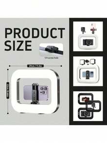 This New Square Fill Light, Paired With A 63-Inch Adjustable Tripod, Can Be Used Independently As A Handheld Lighting Device For Photography. It Features Three Color Modes, Is Rechargeable, And Is Suitable For Selfie Lighting, General Mobile Phone Live Streaming Lighting, And Mobile Phone LED Lighting. It's Ideal For Photography, Video Recording, Live Streaming, And As A Live Streaming Accessory. Perfect For Makeup Application, Video Recording, And Halloween Party Live Streams. This Universal Stabilizer Supports DIY Ring Lights And Is Compatible With Various Mobile Phones And Cameras. - màu đen - Xem 3