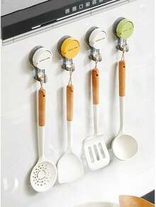 1 pieza Gancho con ventosa fuerte - Adecuado para baño, cocina y puertas de vidrio sin daños - Estante colgador de plástico para toallas, utensilios, llaves, etc. - Fácil de instalar y retirar - Multicolor - Ver 2