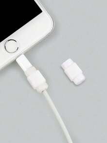 2 piezas Protector de cable de carga de teléfono de uso múltiple, funda de cable de datos, accesorio de teléfono protector de cable - Blanco - Ver 3