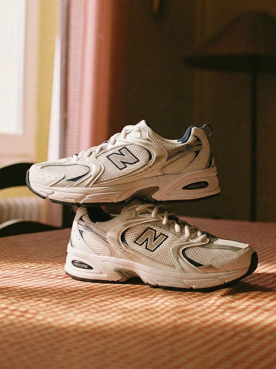 New Balance 新百伦男式运动鞋休闲健身日常穿着透气缓震轻便稳定易搭配系带舒适白银海军蓝 MR530SG - 白色/天然靛藍 - 查看 1