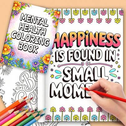 Floral Inspirational Phrase Coloring Book, Relieve Anxiety & Stress, Therapeutic Doodle Art Book For Home & Leisure