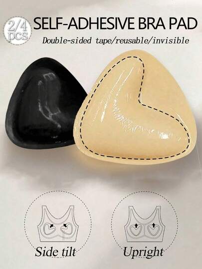 2pcs Double-Sided Adhesive Bra Pads, Super Strong Instant Lift, Suitable For Swimwear & Sports Bras, Reusable Invisible Thickened Waterproof Bra Inserts