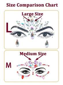 OBOVAY Set de gemas faciales surtidas, set de joyas faciales adhesivas, cristales brillantes de cara de sirena, set de gemas faciales de cristal de estilo mixto, tatuajes temporales de gemas faciales de sirena de carnaval, regalo para niñas, adecuado para uso en el hogar y en el salón. (¡Colores y formas aleatorios!), look de concierto - Multicolor - Ver 3