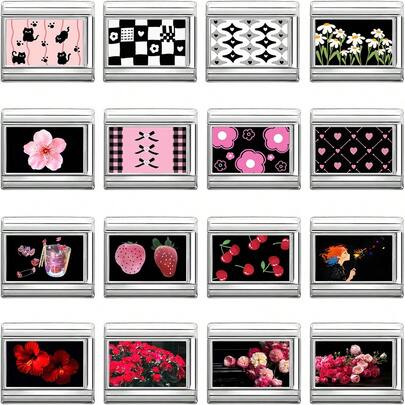 1pc DIY Photo Modular Bracelet, Decorated With Flowers, Bows, Hearts, Landscapes, Fruits, Suitable As Party Gifts For Friends/Couples, Applicable For Christmas, New Year, Halloween, Valentine's Day, Charming Design, Stainless Steel Jewelry, Local , Practical And Fashionable, Christmas & Halloween Essential, Steady Autumn Tones, Christmas Style, Christmas Decor