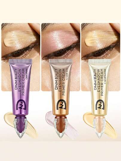 1 pièce Base à paupières en crème, nuances de champagne/rose nude/brun foncé, base de maquillage pour les yeux à double usage scintillant et mat, hydratante sans séchage, longue tenue sans transfert, anti-bavure sans décoloration, convient pour le maquillage quotidien et de fête, design de tube portable