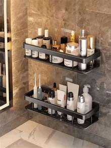 Estantería de almacenamiento para baño, estantería de esquina para baño, ducha y pared de aluminio, sin taladro y resistente a la oxidación, para almacenar cosméticos y artículos de tocador en baños, lavabos y cocinas - Multicolor - Ver 2