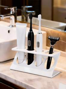 Toothbrush Holder & Organizer, Multi-Function Bathroom Storage Rack, Draining Toothbrush Holder, Combines Aesthetics And Practicality For Desktop Organization - Multicolor - View 3