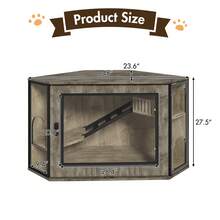 MERAX 48" Corner Cat Litter Box Enclosure, Modern Hidden Litter Box Corner Cabinet With Acrylic Door And LED Light, Cat House With Playground And Stairs, Grey - Grey - View 6