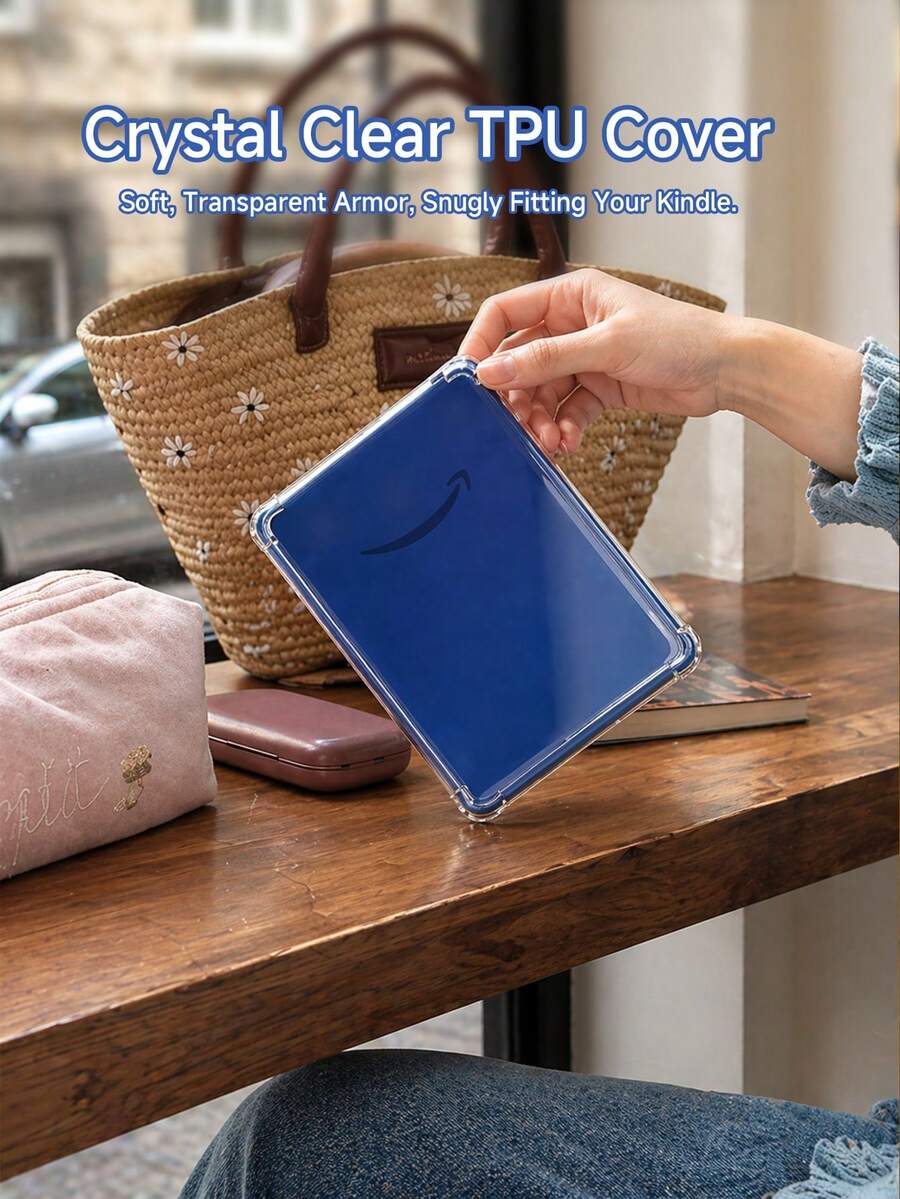 Kindle 6英寸电子阅读器透明保护套,轻薄防震TPU软壳,四角气垫加固,防刮耐磨,不易泛黄,精准开孔,握感舒适,透明后盖,便携保护,适合日常阅读和通勤。高品质配件,Kindle爱好者的完美礼物! - 彩色 - 查看 1