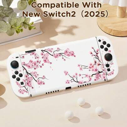 Ayotu Ốp bảo vệ tay cầm chơi game Switch họa tiết hoa anh đào và các loài hoa khác, tương thích với Switch2 (2025)/Switch NS/Switch OLED, có thể lắp vào đế sạc mà không cần tháo ốp, là phụ kiện chơi game Switch đa năng, chống rơi vỡ, chống trầy xước, thích hợp làm quà tặng mùa xuân lãng mạn/quà tặng tựu trường/quà tặng ngày Valentine.