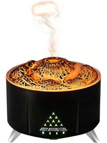 Difusor Aroma Llama Humidificador Vulcan: Difusor Aceites Esenciales 260ml Ultrasilencioso con Luz Llama 7 Colores Humidificador Aromaterapia con Temporizador,para Dormitorio (Blanco) - D-Negro - Ver 10