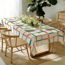 MEMNUN 1件彩虹格紋幾何印花桌布，活潑鮮豔的餐桌布 140*220cm/140*180cm/140*140m/90*140m，由印花聚酯纖維材質製成，桌飾、家居裝飾、廚房裝飾，長方形桌布、正方形桌布，適合野餐、露營、派對、餐廳自助餐、家居裝飾、餐桌表面裝飾、居家DIY - 彩色 - 查看 10