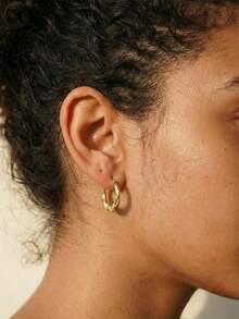 1/5/10/15 Pairs Minimalist Elegant Gold Tone Earring Set, Unique Design Daily Personalized C-Shape, U-Shape, Hoop, Heart, Asymmetrical Geometric, Smooth, Textured Earrings, Assorted Styles Random Mix - Gold - View 3