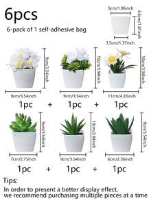 1pc (3-4 Inch) / 6pcs/Set Artificial Mini Succulent Plants, Suitable For Home, Living Room, Tabletop, Windowsill, Office Desk Decor, Mother's Day, Wedding Party Decoration - White Pink - View 20