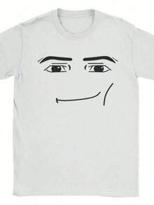 Women's Funny Face Graphic Print Tee Shirt, Cute Cotton Short Sleeve Scoop Neck T-Shirt, Casual Regular Fit Top For Women - trắng - Xem 11