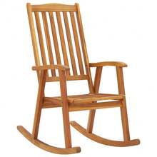 vidaXL Chaise à bascule avec coussins Bois d'acacia massif - A - Voir 2
