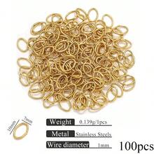 100/200个 304不锈钢18K镀金椭圆形开口圈连接器，DIY手链项链钥匙扣饰品配件 - 開口圈 - 查看 11