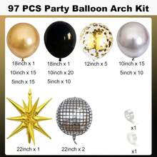 Black & Gold Balloon Arch Kit, Luxury Party Decor, Graduation Theme, Birthday Backdrop Decoration - View 2