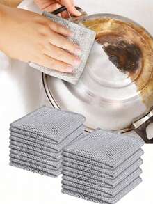 5 chiếc khăn lau bát đĩa hai mặt bằng dây kim loại dày dặn, khăn lau nhà bếp, miếng cọ nồi chảo, khăn vệ sinh. - A - Xem 1